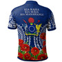 Cook Islands Anzac Polo Shirt - Lest We Forget Polyneisnan Tribal Pattern Poppy Flower