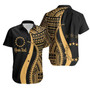 Cook Islands Custom Personalised Hawaiian Shirts - Gold Polynesian Tentacle Tribal Pattern 1