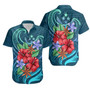 Kosrae Hawaiian Shirts - Blue Pattern With Tropical Flowers 1