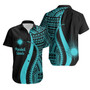 Marshall Islands Hawaiian Shirts - Turquoise Polynesian Tentacle Tribal Pattern 1