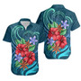 Palau Hawaiian Shirts - Blue Pattern With Tropical Flowers 1