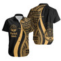 Marshall Islands Hawaiian Shirts - Gold Polynesian Tentacle Tribal Pattern Crest 1