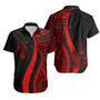 Fiji Hawaiian Shirts - Red Polynesian Tentacle Tribal Pattern Crest 1