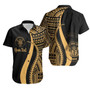 Niue Custom Personalised Hawaiian Shirts - Gold Polynesian Tentacle Tribal Pattern 1