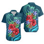 Tuvalu Hawaiian Shirts - Blue Pattern With Tropical Flowers 1
