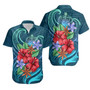 Samoa Hawaiian Shirts - Blue Pattern With Tropical Flowers 1