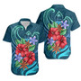 Guam Hawaiian Shirts - Blue Pattern With Tropical Flowers 1