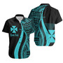 Wallis And Futuna Custom Personalised Hawaiian Shirts - Turquoise Polynesian Tentacle Tribal Pattern 1