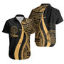 Palau Hawaiian Shirts - Gold Polynesian Tentacle Tribal Pattern Crest 1
