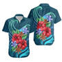 Tokelau Hawaiian Shirts - Blue Pattern With Tropical Flowers 1
