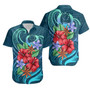 Pohnpei Hawaiian Shirts - Blue Pattern With Tropical Flowers 1