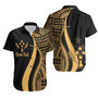 Kosrae Custom Personalised Hawaiian Shirts - Gold Polynesian Tentacle Tribal Pattern 1