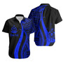 Vanuatu Custom Personalised Hawaiian Shirts - Blue Polynesian Tentacle Tribal Pattern 1