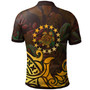 Cook Islands Polo Shirt - Turtle Gold and Polynesian Pattern Tribal Art