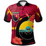 Papua New Guinea Polo Shirt - Hela Flag of PNG with Hibicus and Polynesian Culture Polo Shirt