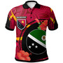 Papua New Guinea Polo Shirt - Western Highlands Flag of PNG with Hibicus and Polynesian Culture Polo Shirt