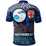 Fiji Polynesian Polo Shirt - Custom Map Fiji Independence Day with Tapa Polynesian Polo Shirt