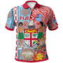 Fiji Polynesian Polo Shirt - Custom Fiji Coat of Arms With Tapa Patterns And Tribal Hibiscus Polo Shirt
