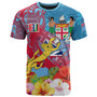 Fiji Polynesian T-shirt - Custom Fiji Lion With Tapa Patterns And Polynesian Hibiscus T-shirt