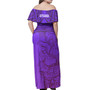 Polynesian Woman Off Shoulder Long Dress - Aotearoa Maori Polynesian Pattern