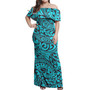 Polynesian Woman Off Shoulder Long Dress - Polynesian Pattern 13