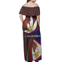 American Samoa Woman Off Shoulder Long Dress - American Samoa State Flag And Marijuana Leaf Polynesian Style