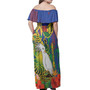 New Caledonia Woman Off Shoulder Long Dress - Custom New Caledonia National Emblem With Cagou And Hibiscus Polynesian