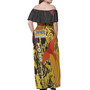 PNG Woman Off Shoulder Long Dress - Custom PNG Independence Day With Raggiana Bird-of-Paradise Polynesian Grunge Style