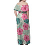 Hawaii Polynesian Woman Off Shoulder Long Dress - Polynesian Hibiscus Flower