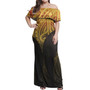 Polynesian Woman Off Shoulder Long Dress - Polynesian Design Pattern 09