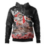 Santa Claus Surf Hoodie Hibicus Polynesian Pattern Black