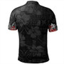 Santa Claus Surf Polo Shirt Hibicus Polynesian Pattern Black