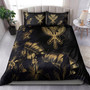 Hawaii Bedding Set - Hibiscus Tropical Hawaii Luxury Gold Bedding Set