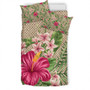 Hawaii Bedding Set Hibiscus Plumeria Palm Leaves Lauhala Background Polynesian