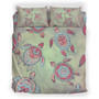 Hawaii Bedding Set Turtle Colorful Hibiscus Background