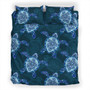 Hawaii Bedding Set Turtle Plumeria Blue