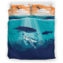 Hawaii Bedding Set Whale And Turtle In Sunset Polynesian