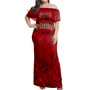 Tonga Polynesian Hibiscus Style Woman Off Shoulder Long Dress