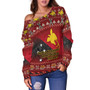 Papua New Guinea Women Off Shoulder Sweater - PNG Merry Christmas