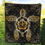 Hawaii Premium Quilt Golden Hibiscus And Turtle