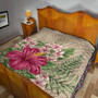 Hawaii Premium Quilt Hibiscus Plumeria Palm Leaves Lauhala Background Polynesian