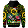 Vanuatu Polynesian Christmas Hoodie - Custom Vanuatu Coat of Arms Christmas Hat Polynesian Patterns Hoodie