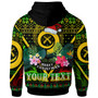 Vanuatu Polynesian Christmas Hoodie - Custom Vanuatu Coat of Arms Christmas Hat Polynesian Patterns Hoodie