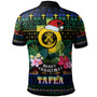 Tafea Polynesian Christmas Polo Shirt - Custom Tafea Vanuatu Coat of Arms Christmas Hat Polynesian Patterns Polo Shirt