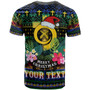 Tafea Polynesian Christmas T-Shirt - Custom Tafea Vanuatu Coat of Arms Christmas Hat Polynesian Patterns T-Shirt