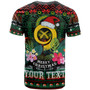 Penama Polynesian Christmas T-Shirt - Custom Penama Vanuatu Coat of Arms Christmas Hat Polynesian Patterns T-Shirt