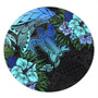 Hawaii Round Rug Hawaii Polynesian Turtle Tropical Blue Gardient Blue