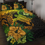 Hawaii Quilt Bed Set Hawaii Polynesian Turtle Tropical Gardient Yellow