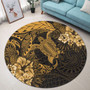 Hawaii Round Rug Hawaii Polynesian Turtle Tropical Golden