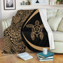 Hawaii Premium Blanket Turtle Hibiscus Lauhala Black Gold Circle